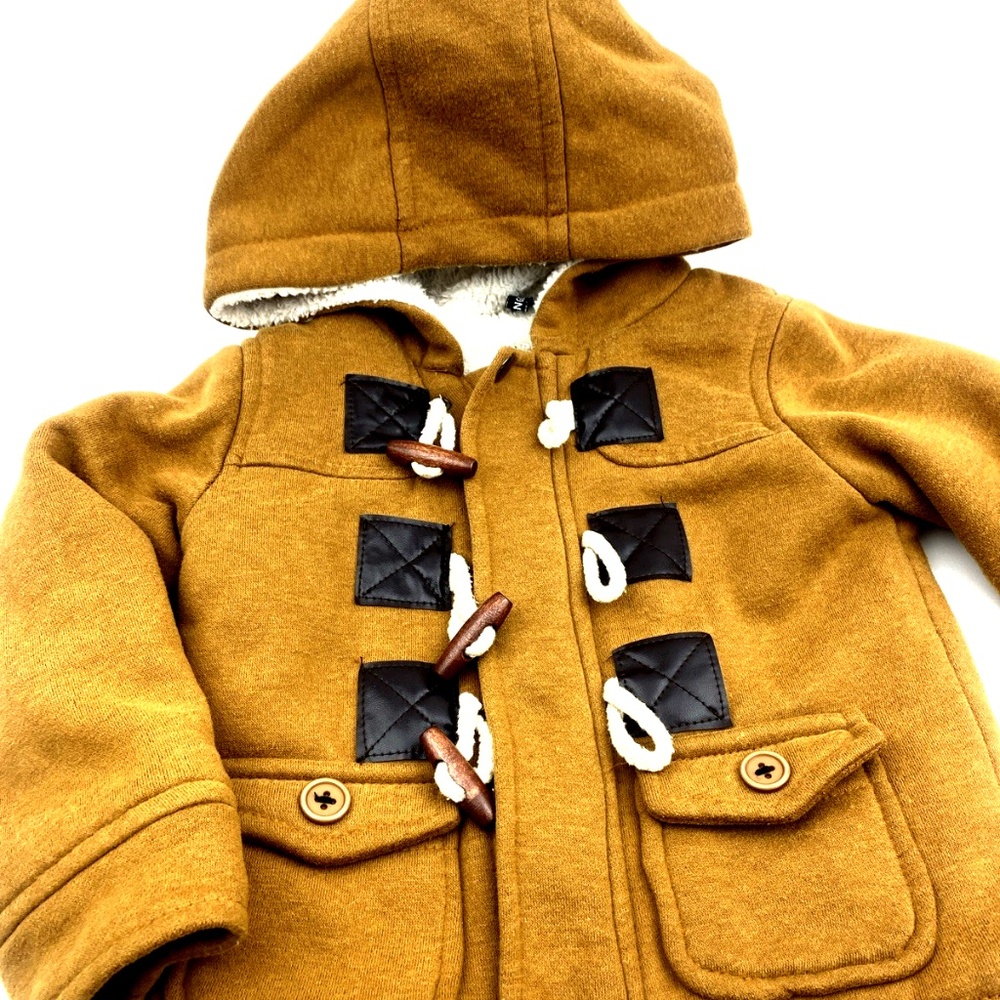 Vangull Toddler Jacket Coat Size 3T/4T 100cm Brown Boys Pockets Hooded Zipper